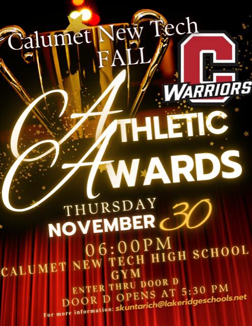 A flyer for the Calumet High School Awards Night taking place November 30, 2023 at 6:00pm