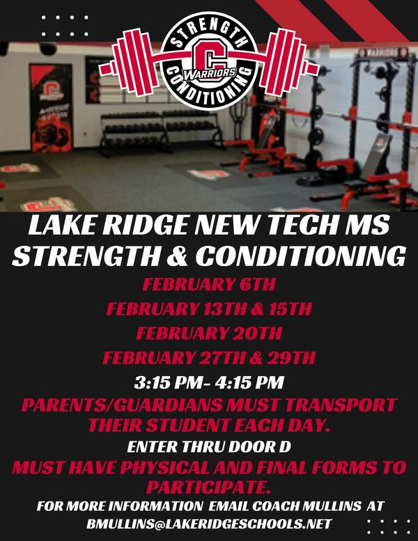 lake ridge middle school strength and conditioning 2024